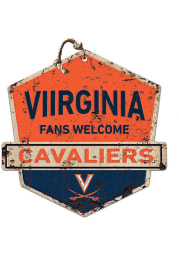 KH Sports Fan Virginia Cavaliers Fans Welcome Rustic Badge Sign