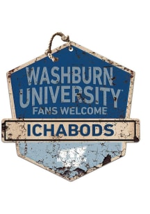 KH Sports Fan Washburn Ichabods Fans Welcome Rustic Badge Sign