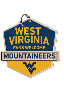 KH Sports Fan West Virginia Mountaineers Fans Welcome Rustic Badge Sign