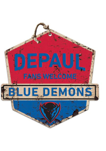 KH Sports Fan DePaul Blue Demons Fans Welcome Rustic Badge Sign