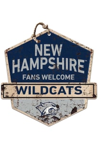 KH Sports Fan New Hampshire Wildcats Fans Welcome Rustic Badge Sign