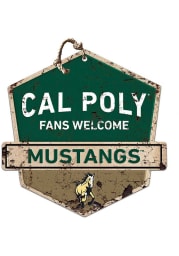 KH Sports Fan Cal Poly Mustangs Fans Welcome Rustic Badge Sign