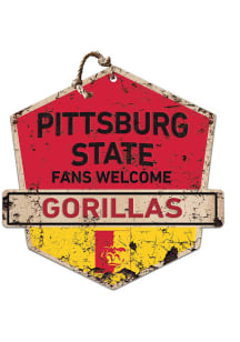KH Sports Fan Pitt State Gorillas Fans Welcome Rustic Badge Sign