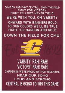 KH Sports Fan Central Michigan Chippewas 34x23 Fight Song Sign
