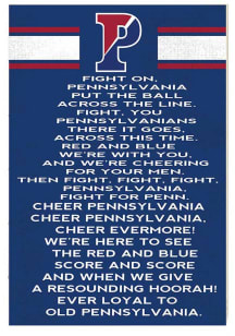 KH Sports Fan Pennsylvania Quakers 34x23 Fight Song Sign