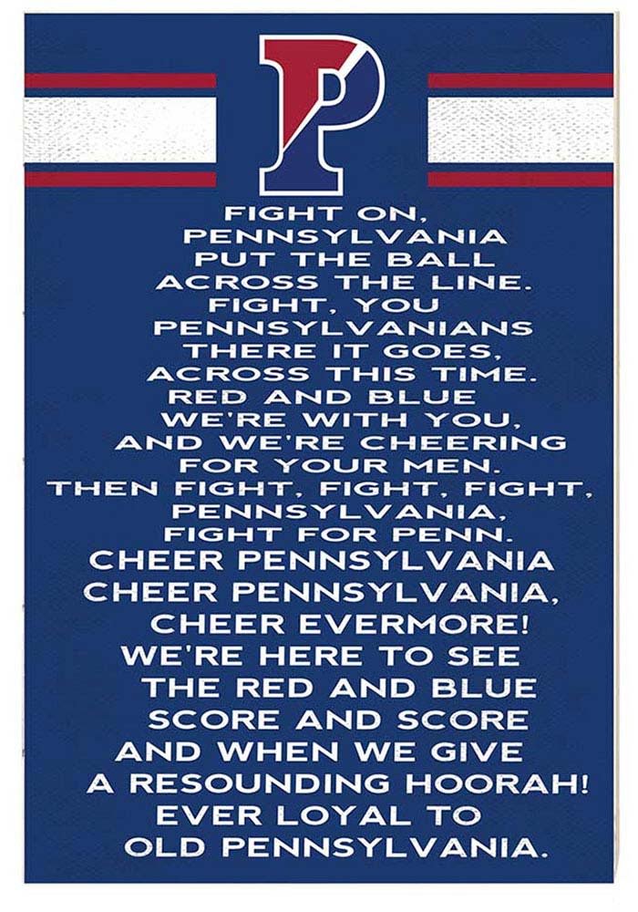 KH Sports Fan Pennsylvania Quakers 35x24 Fight Song Sign