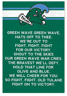 KH Sports Fan Tulane Green Wave 34x23 Fight Song Sign