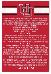 KH Sports Fan Utah Utes 35x24 Fight Song Sign