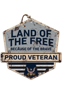KH Sports Fan Navy Rustic Badge Land of the Free Veteran Sign