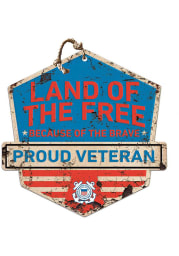KH Sports Fan Coast Guard Rustic Badge Land of the Free Veteran Sign