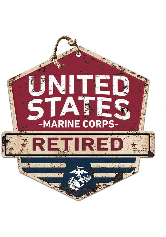 KH Sports Fan Marine Corps Rustic Badge Retired Sign