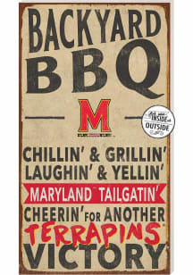 Red Maryland Terrapins 11x20 Indoor Outdoor BBQ Sign