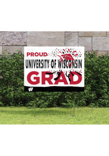 Red Wisconsin Badgers 18x24 Proud Grad Logo Yard Sign