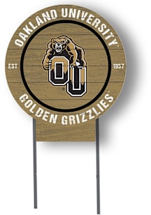 Oakland University Golden Grizzlies KH Sports Fan 20x20 Color Logo Circle Yard Sign - Black