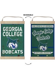 KH Sports Fan Georgia College Bobcats Faux Rusted Reversible Banner Sign