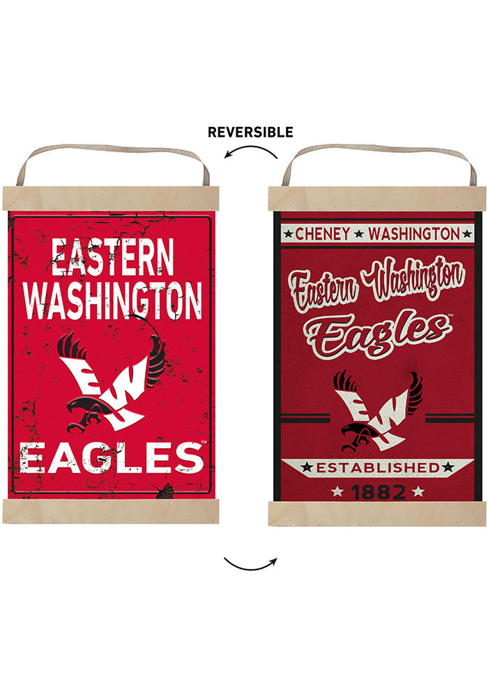 KH Sports Fan Eastern Washington Eagles Faux Rusted Reversible Banner Sign