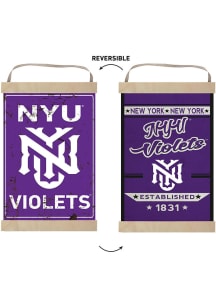 KH Sports Fan NYU Violets Faux Rusted Reversible Banner Sign