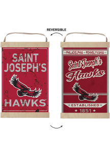 KH Sports Fan Saint Josephs Hawks Faux Rusted Reversible Banner Sign