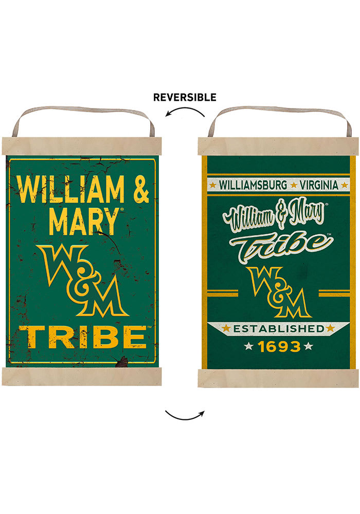 KH Sports Fan William & Mary Tribe Faux Rusted Reversible Banner Sign