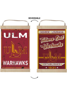 KH Sports Fan Louisiana-Monroe Warhawks Faux Rusted Reversible Banner Sign