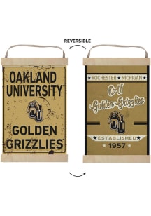 KH Sports Fan Oakland University Golden Grizzlies Faux Rusted Reversible Banner Sign