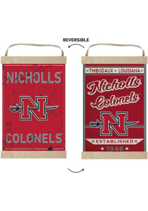 KH Sports Fan Nicholls State Colonels Faux Rusted Reversible Banner Sign