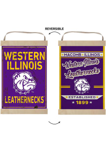 KH Sports Fan Western Illinois Leathernecks Faux Rusted Reversible Banner Sign
