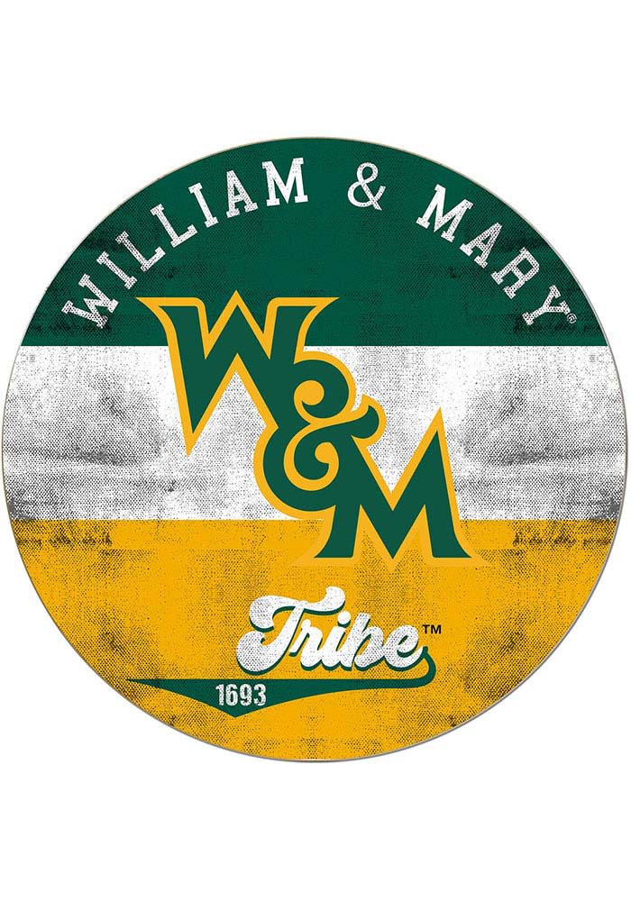 KH Sports Fan William & Mary Tribe 20x20 Retro Multi Color Circle Sign
