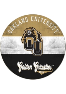 KH Sports Fan Oakland University Golden Grizzlies 20x20 Retro Multi Color Circle Sign