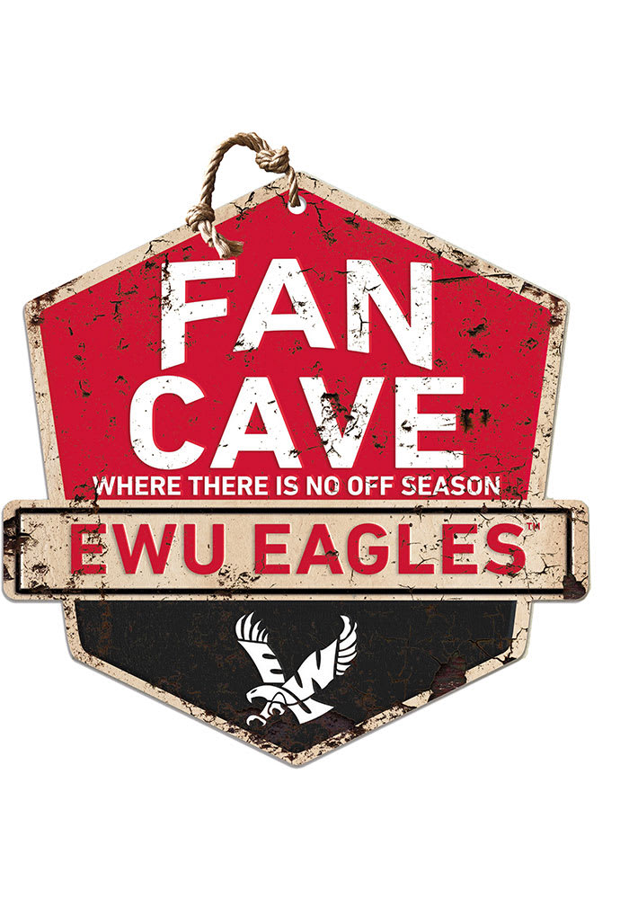 KH Sports Fan Eastern Washington Eagles Fan Cave Rustic Badge Sign