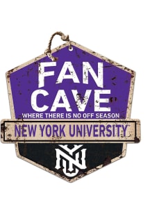 KH Sports Fan NYU Violets Fan Cave Rustic Badge Sign