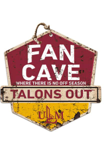 KH Sports Fan Louisiana-Monroe Warhawks Fan Cave Rustic Badge Sign