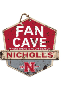 KH Sports Fan Nicholls State Colonels Fan Cave Rustic Badge Sign