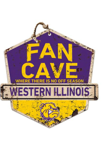 KH Sports Fan Western Illinois Leathernecks Fan Cave Rustic Badge Sign