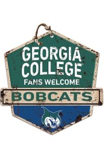 KH Sports Fan Georgia College Bobcats Fans Welcome Rustic Badge Sign