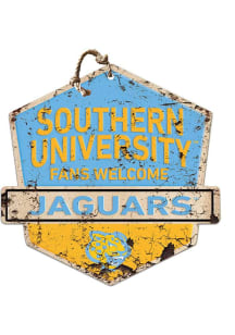 KH Sports Fan Southern University Jaguars Fans Welcome Rustic Badge Sign