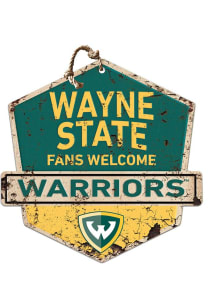 KH Sports Fan Wayne State Warriors Fans Welcome Rustic Badge Sign