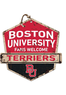 KH Sports Fan Boston Terriers Fans Welcome Rustic Badge Sign