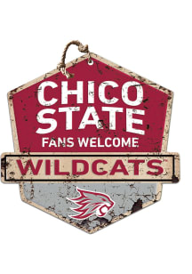 KH Sports Fan CSU Chico Wildcats Fans Welcome Rustic Badge Sign