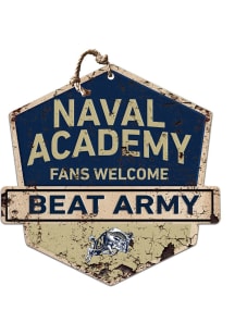 KH Sports Fan Navy Midshipmen Fans Welcome Rustic Badge Sign