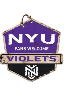 KH Sports Fan NYU Violets Fans Welcome Rustic Badge Sign