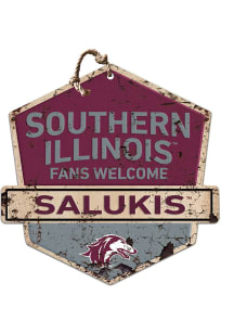 KH Sports Fan Southern Illinois Salukis Fans Welcome Rustic Badge Sign