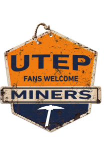 KH Sports Fan UTEP Miners Fans Welcome Rustic Badge Sign