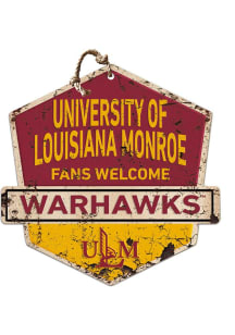 KH Sports Fan Louisiana-Monroe Warhawks Fans Welcome Rustic Badge Sign