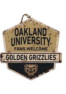 KH Sports Fan Oakland University Golden Grizzlies Fans Welcome Rustic Badge Sign