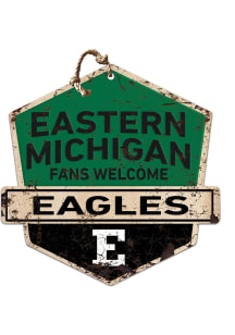 KH Sports Fan Eastern Michigan Eagles Fans Welcome Rustic Badge Sign