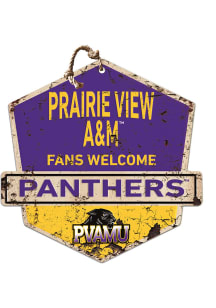KH Sports Fan Prairie View A&amp;M Panthers Fans Welcome Rustic Badge Sign