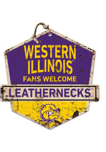 KH Sports Fan Western Illinois Leathernecks Fans Welcome Rustic Badge Sign