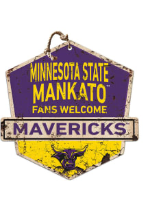 KH Sports Fan Minnesota State Mavericks Fans Welcome Rustic Badge Sign