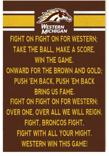 KH Sports Fan Western Michigan Broncos 34x23 Fight Song Sign